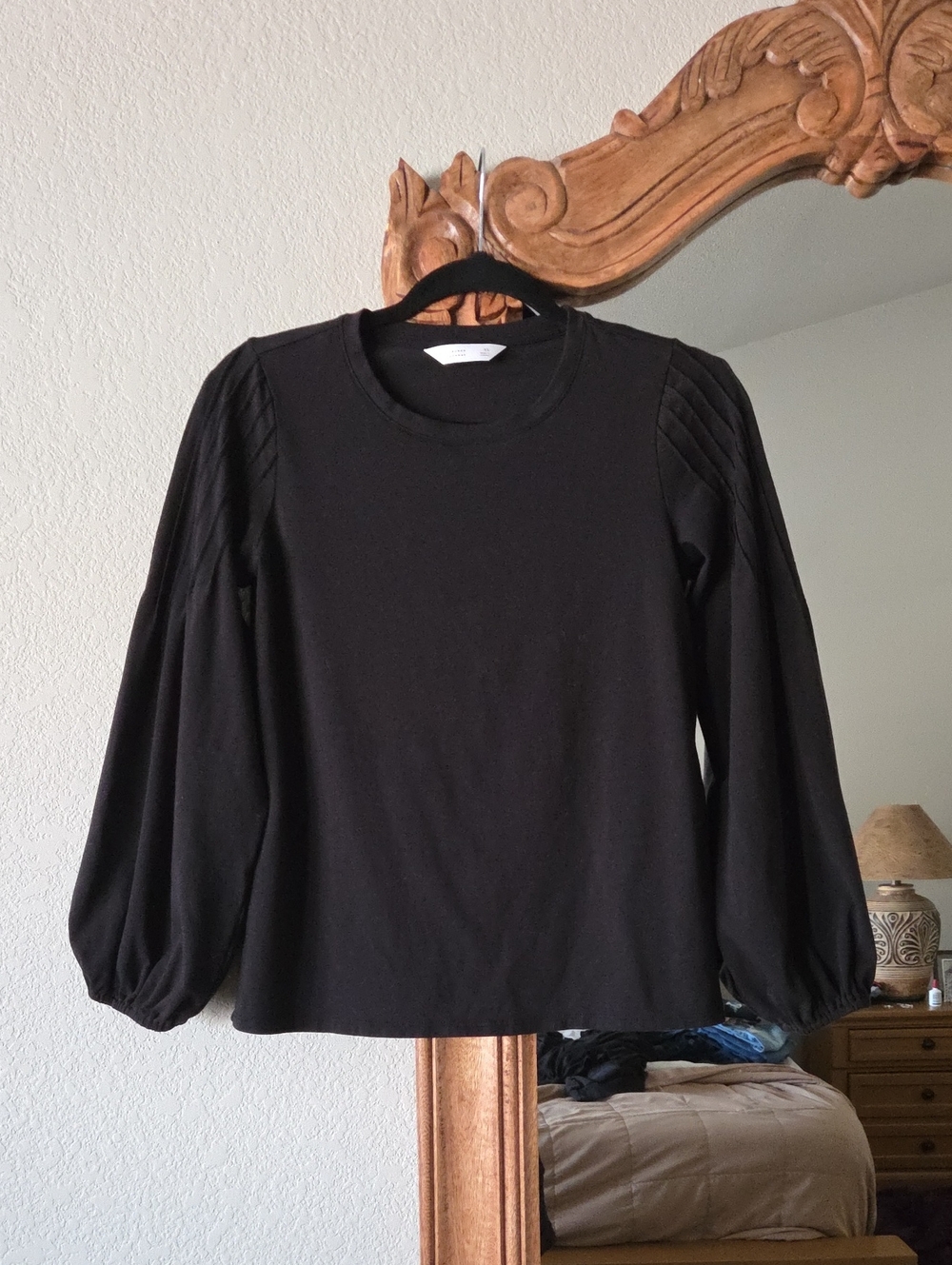 Lauren Conrad Black Puff-Sleeve Crewneck Top